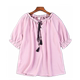 ເສື້ອຢືດ chiffon ແຂນສັ້ນ ເສື້ອຢືດແບບເກົາຫຼີ ສຳລັບຜູ້ຍິງ