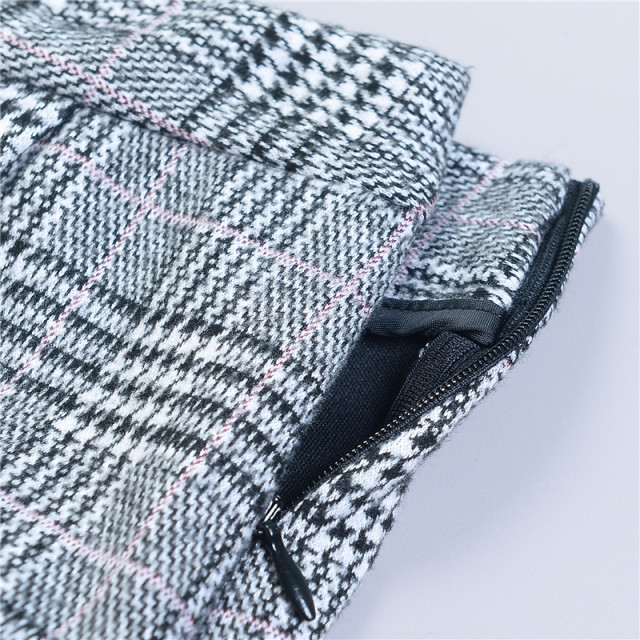 British plaid tweed skirt women's high waist short skirt