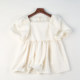 Ladylike square neck puff sleeve ເສື້ອ chiffon ສີດໍາສໍາລັບແມ່ຍິງ