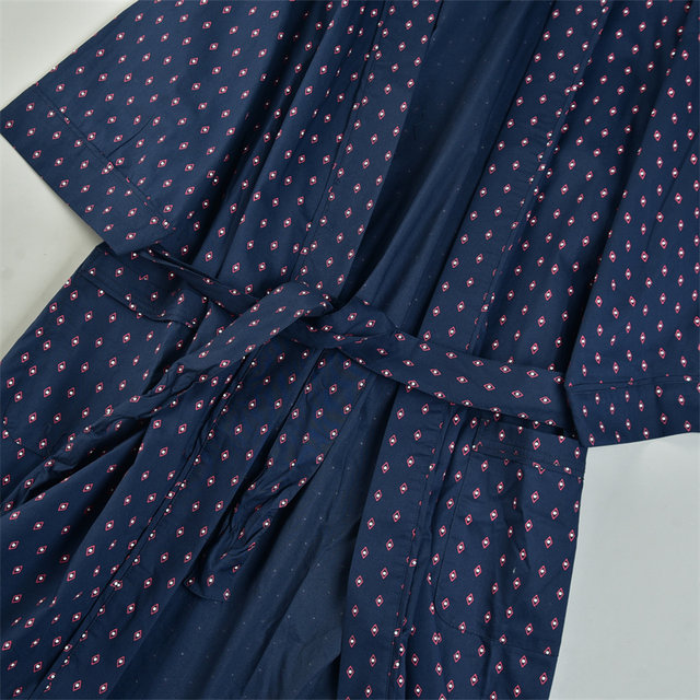 ສົ່ງອອກ robes ພິມ Canadian ສໍາລັບຜູ້ຊາຍແລະແມ່ຍິງ L86916 ຖົງຂະຫນາດໃຫຍ່ lace-up cardigan ເຮືອນໃສ່ສີ່ລະດູການ nightgown ກາງ-ຍາວ