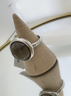 文艺复古树脂虎眼石鹅蛋形戒指指环通勤2025秋季食指戒