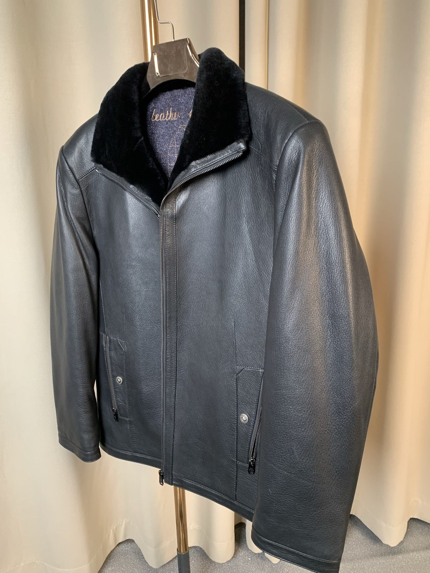 工厂打版样衣男士真皮山羊锁纹皮仿鹿皮皮毛一体毛领全新冬装皮衣,淘宝优惠券,粉丝福利购,淘宝优惠卷