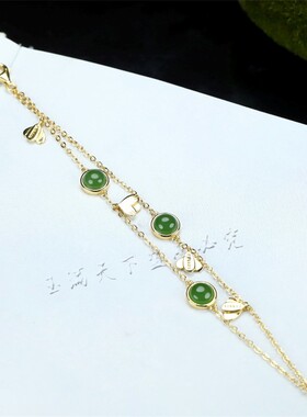 女款百搭手环天然和田玉护身保