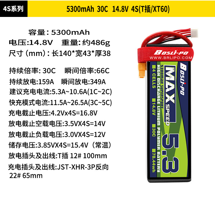 boslipo11.1v3s2200mah7.4v固定翼涵道4s5200mAh6s航模电池格式-图2