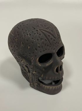 万圣节火炉烧烤派对装饰仿真骷髅头道具恐怖陶瓷摆件拍1发2