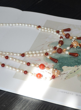 愿君安古风汉服璎珞珍珠玛瑙项链