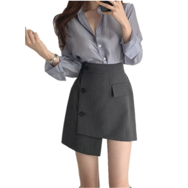 Short A-Line Skirt Versatile Asymmetrical High Waist