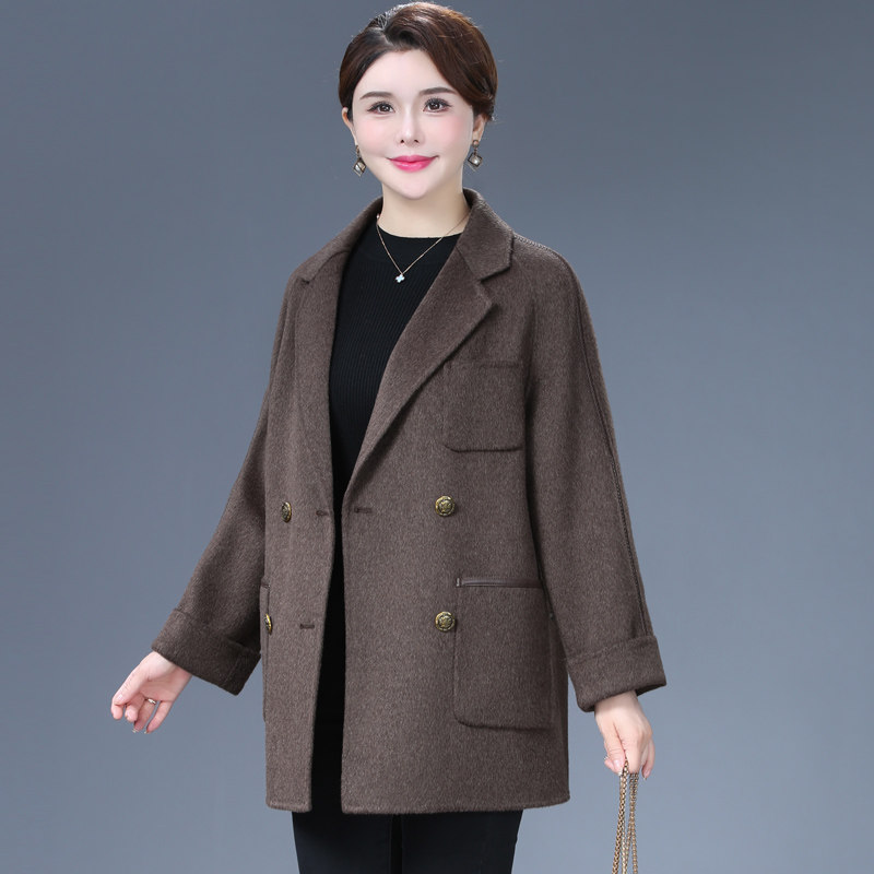 大码双面呢羊绒大衣女宽松秋冬中年妈妈小个子呢子西装领毛呢外套,淘宝优惠券,粉丝福利购,淘宝优惠卷