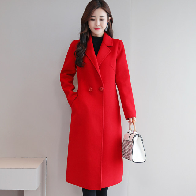 Long suit coat coat women's double-sided cashmere coat
