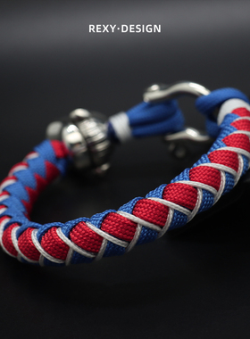 Rexy马里奥纯银伞绳编织手链情侣