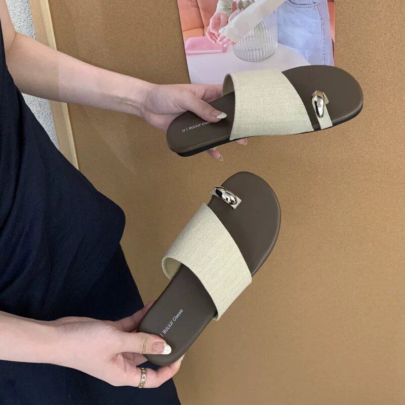 BULVJI海边度假沙滩休闲拖鞋女2025夏季编织套趾复古软底外穿凉拖,淘宝优惠券,粉丝福利购,淘宝优惠卷