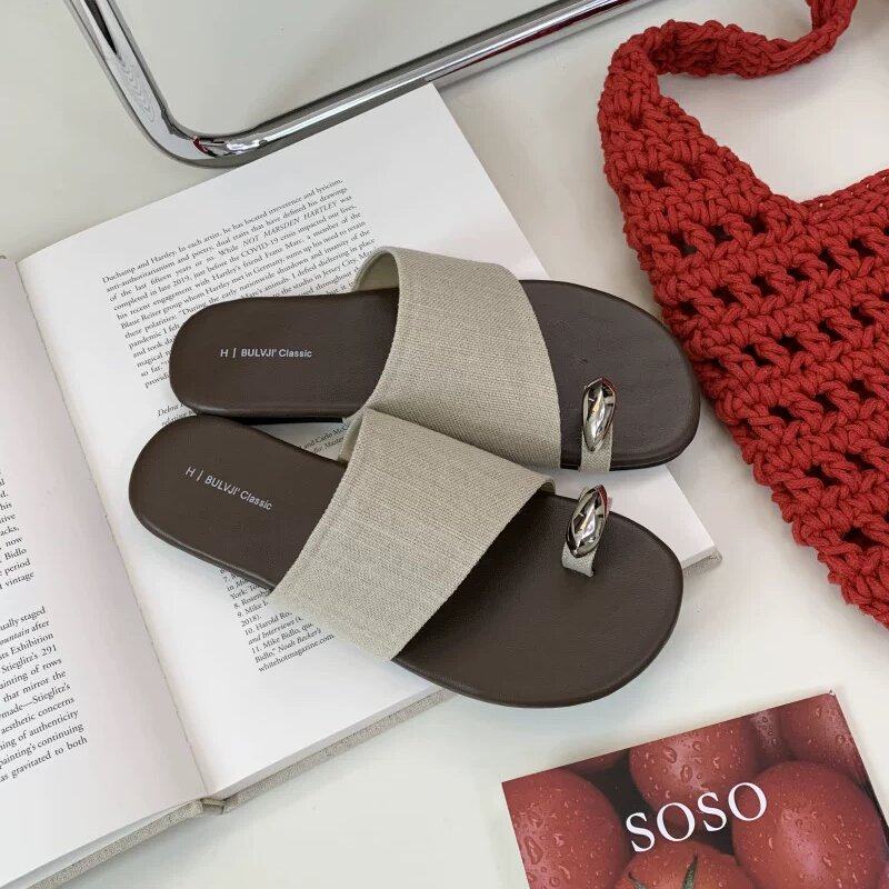BULVJI海边度假沙滩休闲拖鞋女2025夏季编织套趾复古软底外穿凉拖,淘宝优惠券,粉丝福利购,淘宝优惠卷