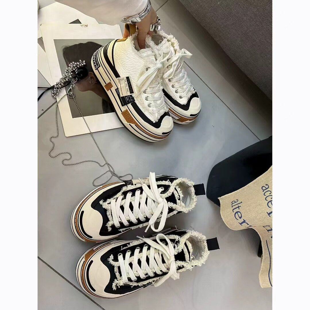 BAHONGLY 乞丐须边增高厚底小白帆布鞋大头开口笑乞丐鞋,淘宝优惠券,粉丝福利购,淘宝优惠卷