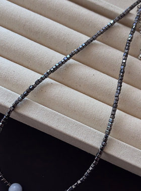 银灰色天然石项链女钛赫兹石项链气质简约百搭高级感锁骨链颈链