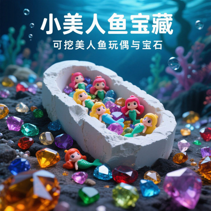 儿童考古挖掘DIY玩具海底美人鱼梦幻宝藏宝石海洋卡通适合到,淘宝优惠券,粉丝福利购,淘宝优惠卷