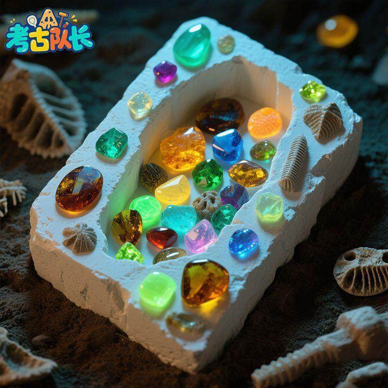 考古挖宝玩具夜光琥珀化石宝藏男女孩动手工DIY寻宝过家家,淘宝优惠券,粉丝福利购,淘宝优惠卷