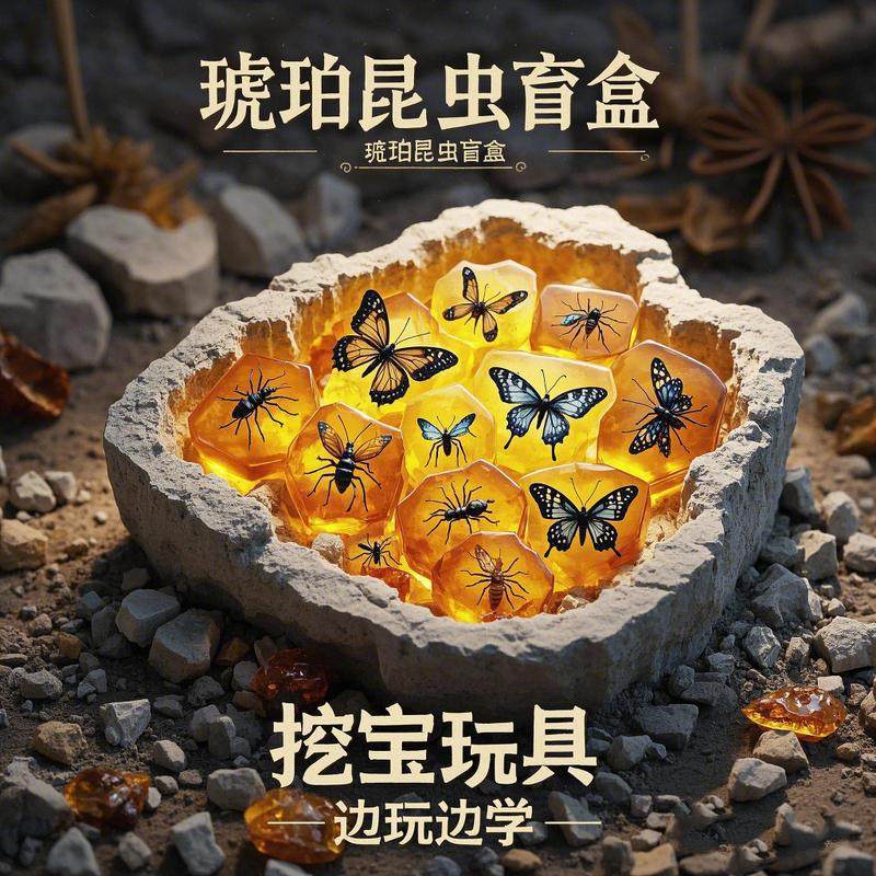 挖掘玩具考古儿童手工DIY恐龙夜光宝石琥珀昆虫盲盒男女童聪,淘宝优惠券,粉丝福利购,淘宝优惠卷
