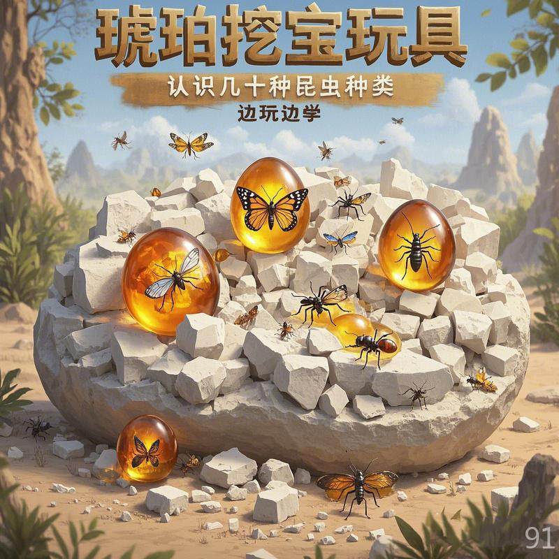 挖掘玩具考古儿童手工DIY恐龙夜光宝石琥珀昆虫盲盒男女童聪,淘宝优惠券,粉丝福利购,淘宝优惠卷