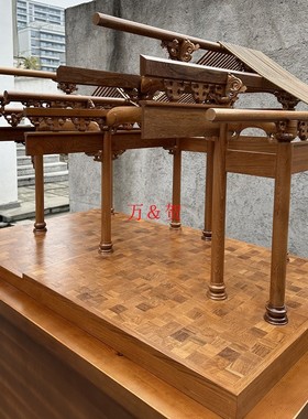 中式徽派建筑构架模型木雕摆件