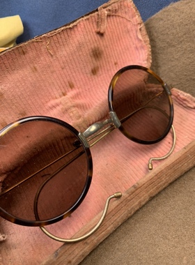 老水晶挂钩铜框眼镜老式复古怀旧墨镜地主眼镜民国先生大亨墨镜