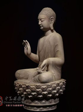 悟蝉汉白玉手工雕刻释迦牟尼佛像