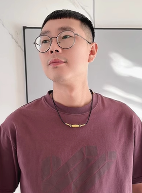 黄金包银九眼天珠黄金色吊坠男女藏式天珠金饰挂坠情侣款编绳项链