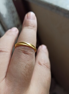 包金黄金包银手饰黄金色戒指时来运转情侣对戒男戒女戒子活口指环