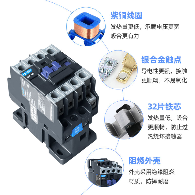 正泰交流接触器三相220v380v NXC-09 12 18 25 32 40 水泵接触器 - 图2