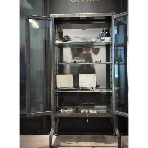 Molly飞机头 日本dulton玻璃展示餐边柜 医用金属柜1.32m 100-150 - 图0