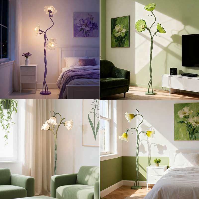 美式复古花朵落地灯客厅沙发旁简约卧室立式床头氛围灯,淘宝优惠券,粉丝福利购,淘宝优惠卷