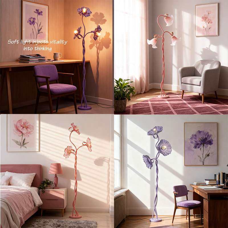 美式复古花朵落地灯客厅沙发旁简约卧室立式床头氛围灯,淘宝优惠券,粉丝福利购,淘宝优惠卷