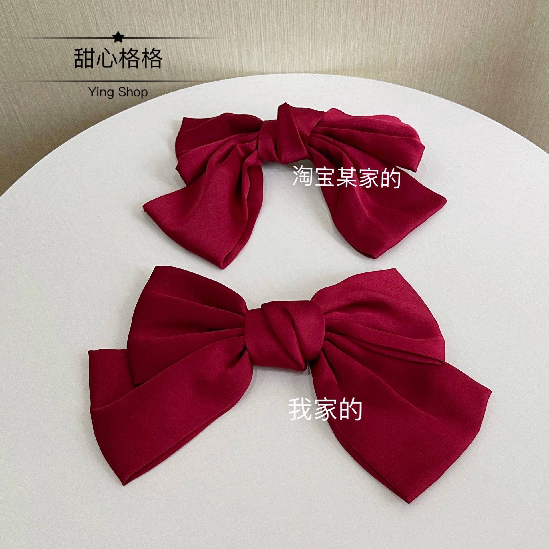 Ying.周杨青同款韩国绸缎大蝴蝶结发夹发卡后脑勺发饰弹簧夹头饰