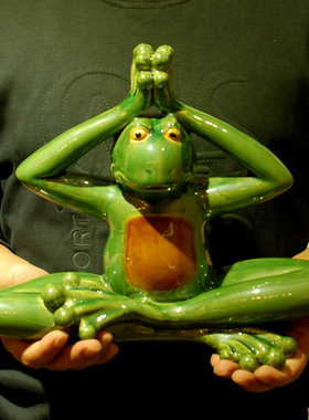 卡通可爱风青蛙台面禅意装饰品