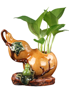 葫芦水培植物餐厅橱柜招财陶瓷瓶