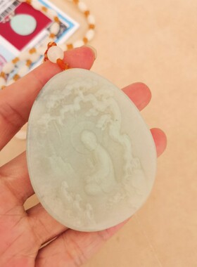 天然和田玉石悟道大吊坠挂件毛衣链项绳项链，赠国检证书和包装盒