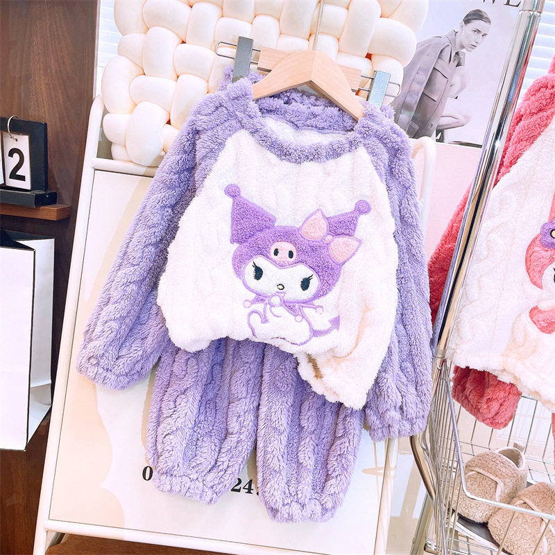 男女中大童家居服套装2026冬季新款加厚珊瑚绒卡通睡衣洋气两件套,淘宝优惠券,粉丝福利购,淘宝优惠卷