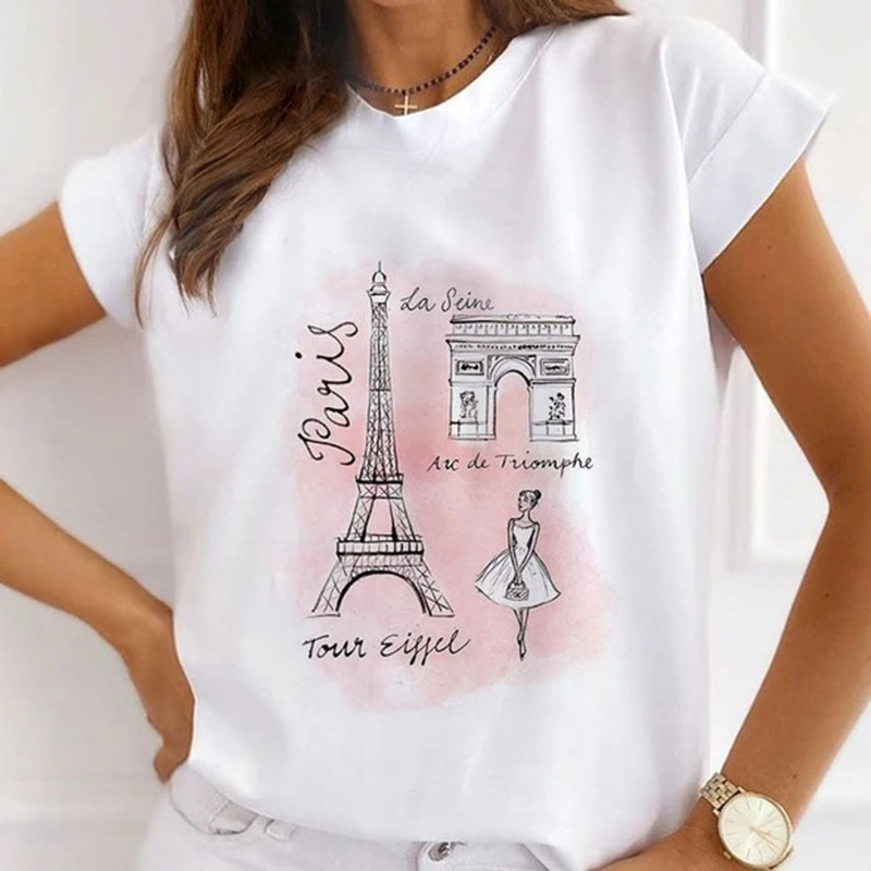 Eiffel Tower埃菲尔铁塔女装女款夏季女士上衣打底衫短袖T恤女ins - 图3