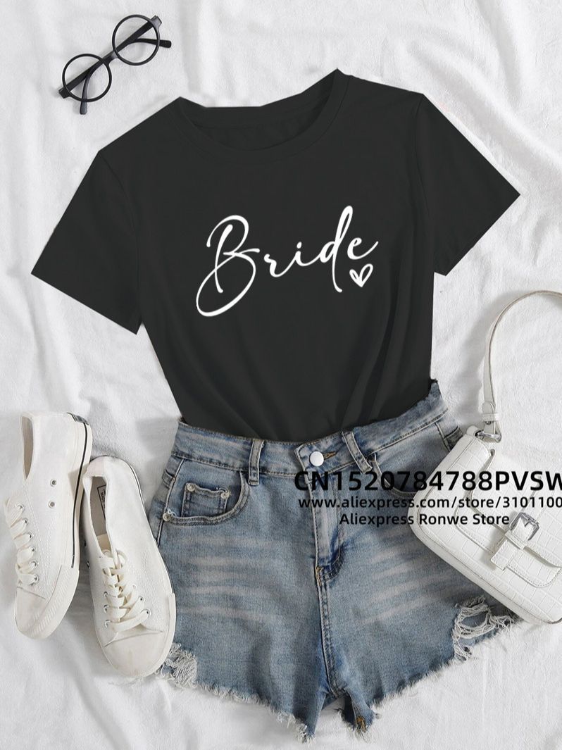 team bride T-shirts新娘团队团队新娘伴娘团学生女式宽松t恤女装 - 图2