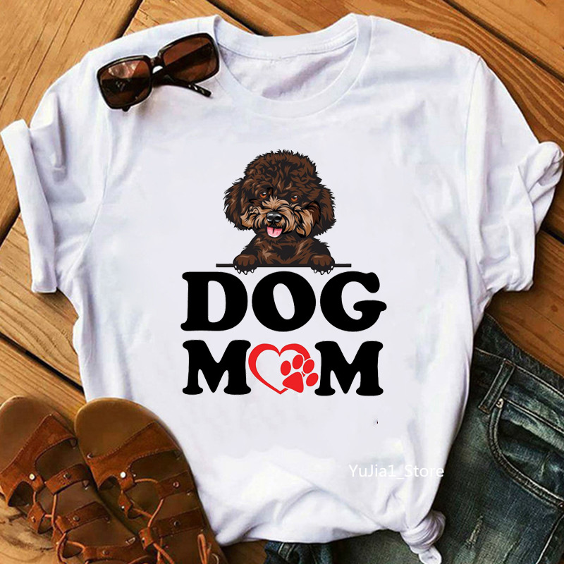 Cute poodle Women Tshirt夏季可爱狮子狗薄款女式时尚上衣女T恤 - 图3