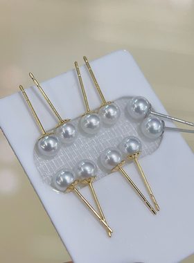 天然淡水珍珠小灯泡纯银空姐耳钉 4.5-5mm正圆极光淡水ak珍珠耳钉