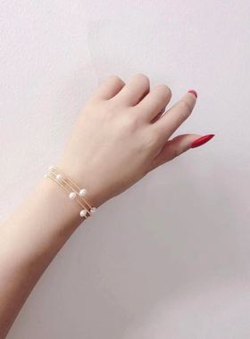 多圈绕线编织天然淡水珍珠手环