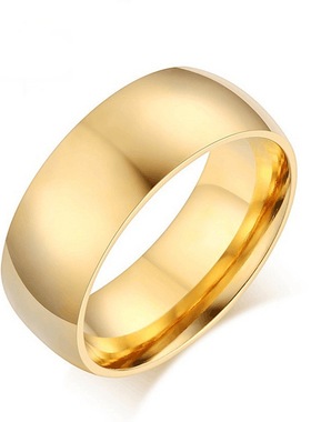 时尚简约钛钢戒指男8mm光面不锈钢戒指 韩版个性素面情侣对戒饰品
