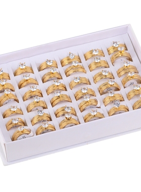 钻戒钛钢韩版情侣情侣对戒满天星