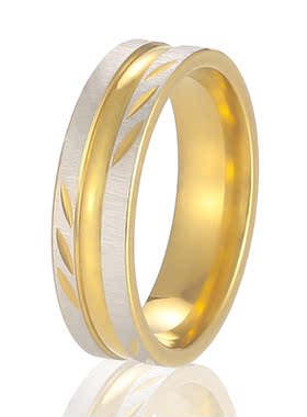 新泱情侣钛钢网红轻奢凹槽批花