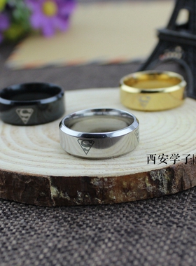 欧美风卡通动漫加宽标志字母戒指