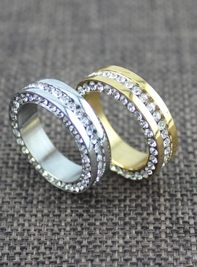 欧美潮流钛钢指环热卖宽面大气