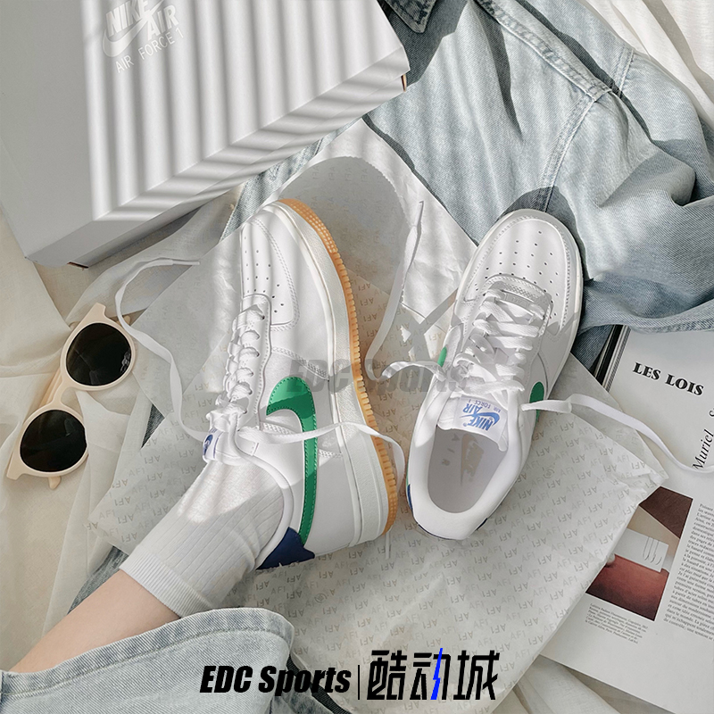 Nike耐克Air Force 1 白绿AF1空军一号女低帮休闲板鞋DD8959-110 - 图0