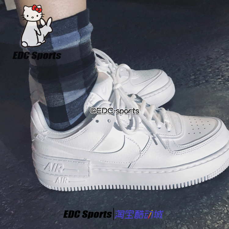 Nike耐克Air Force Shadow AF1空军一号低帮白色拼接CI0919-100 - 图1