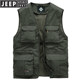 JEEP吉普多口袋马甲男士户外休闲摄影背心记者工装马夹男坎肩外套