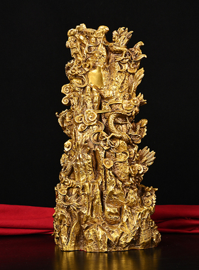 黄铜九龙观音南海观世音纯铜骑龙御龙观音菩萨像家居供奉站像